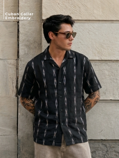 Cuban Collar Embroidered Shirt