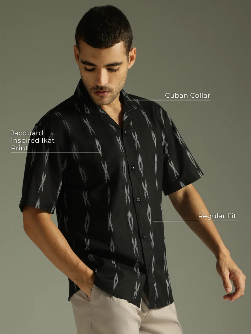 Cuban Collar Embroidered Shirt