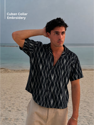 Cuban Collar Embroidered Shirt