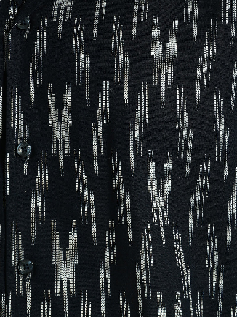 Blue: Ikat Embroidered Oversized Casual Shirt