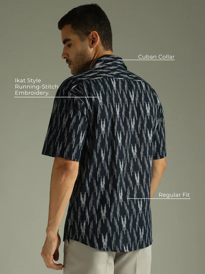 Cuban Collar Embroidered Shirt