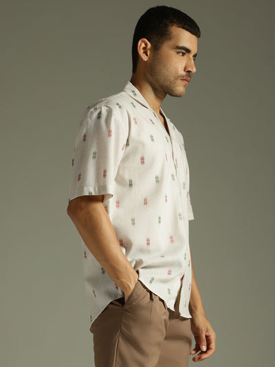 Off White: Self Design Oversized Casual Shirt