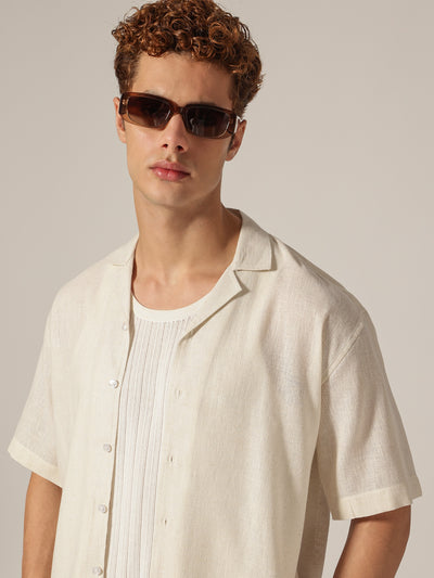 Off White: Cuban Collar Drop Shoulder Oversized Casual Shirt