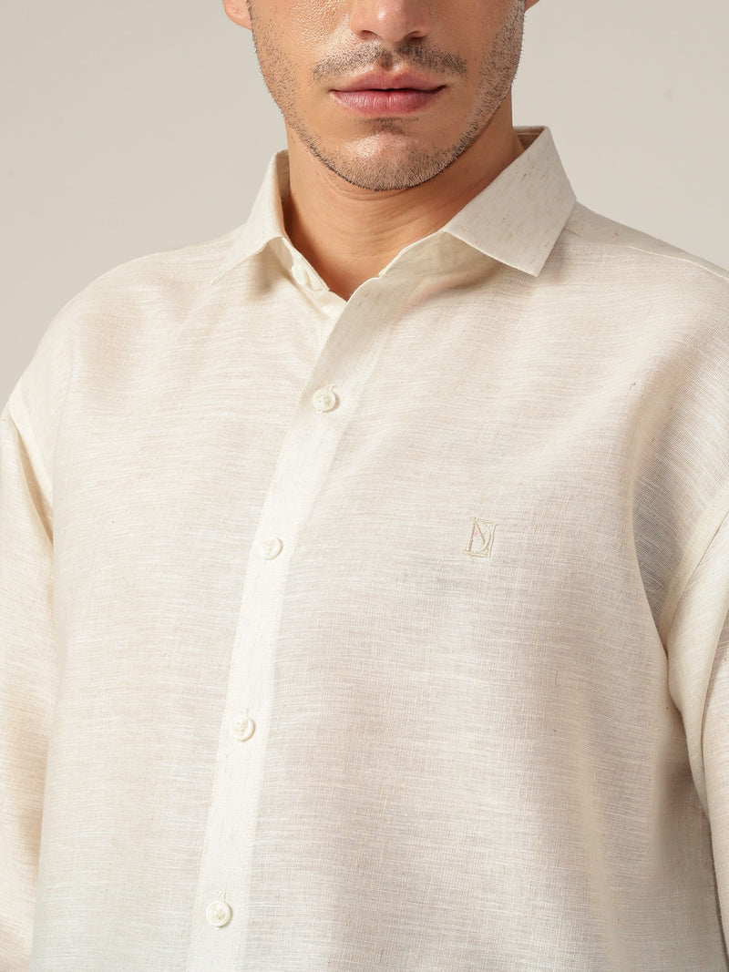 Off White & Blue: Ombre Relaxed Fit Casual Shirt