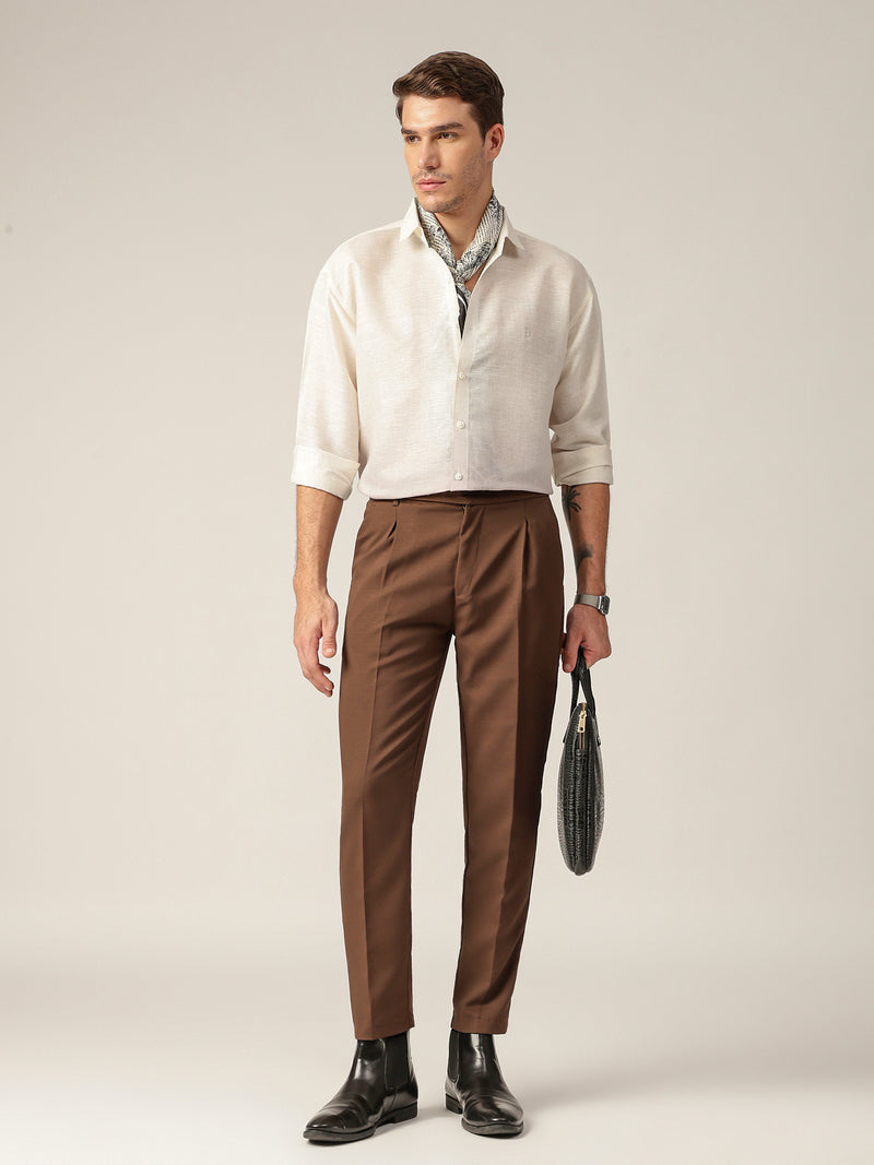 Off White & Light Brown: Ombre Relaxed Fit Casual Shirt