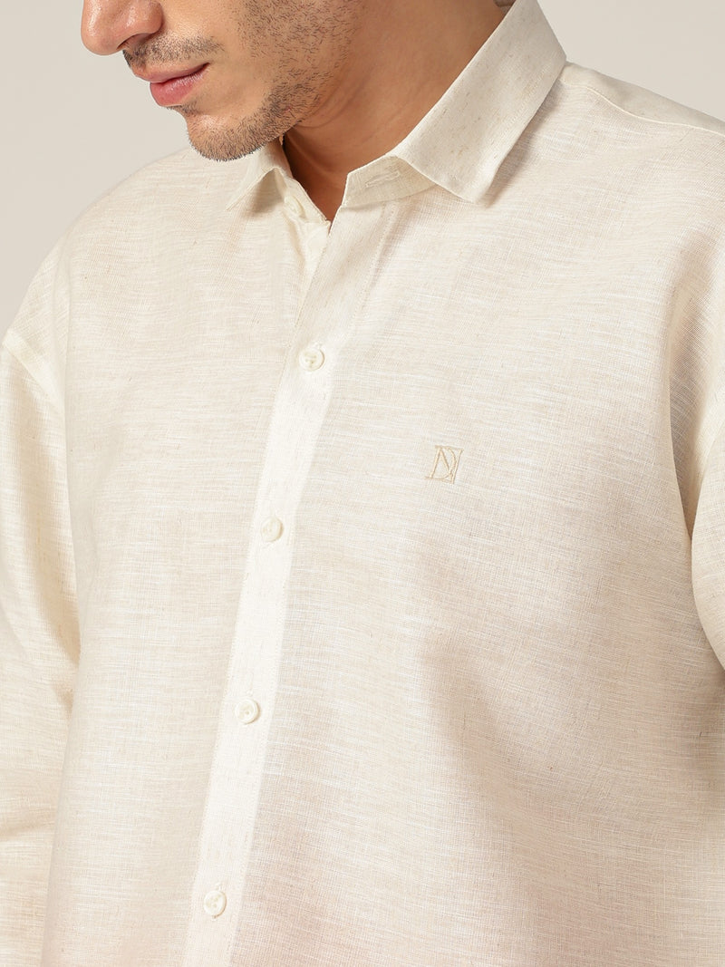 Off White & Light Orange: Ombre Relaxed Fit Casual Shirt