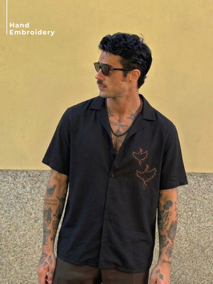 Satin Leaf Embroidered Shirt