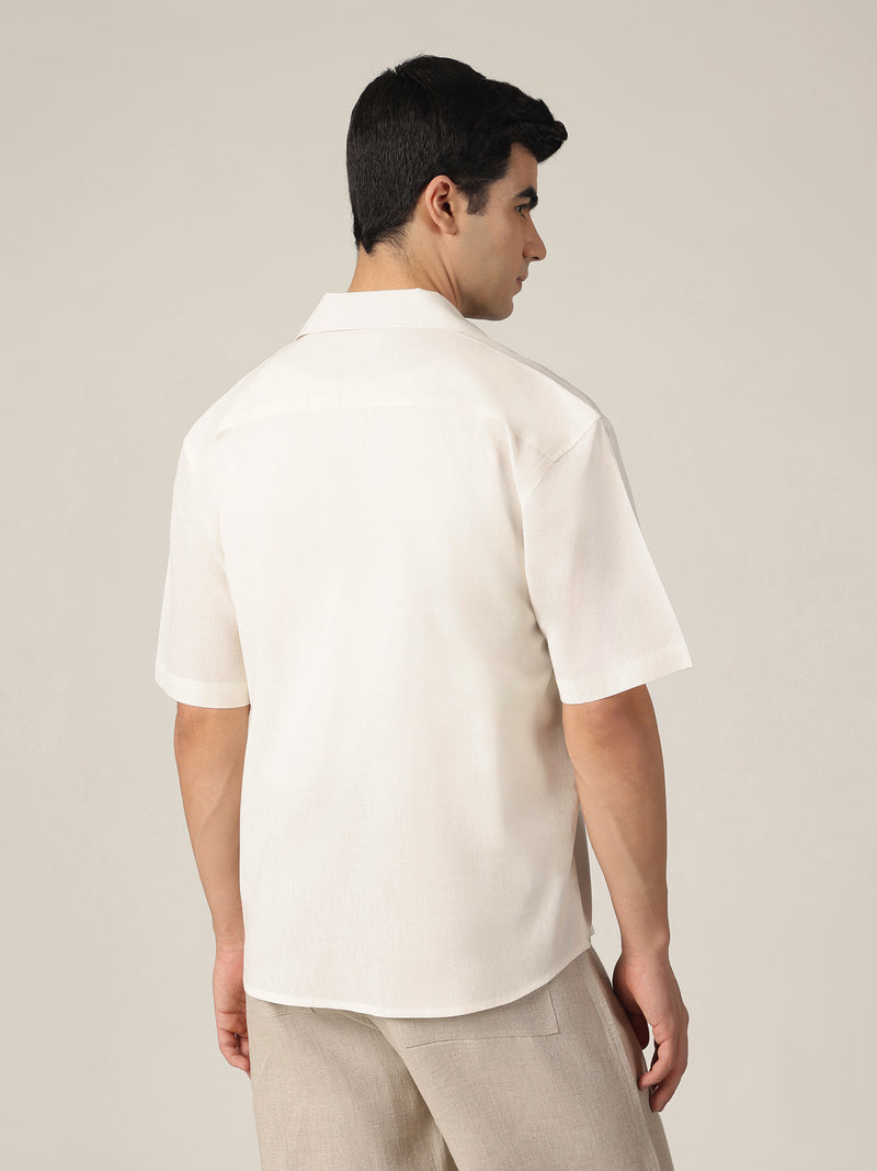 White: Embroidered Drop Shoulder Oversized Shirt