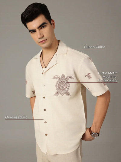 Turtle Embroidered Resort Wear Shirt