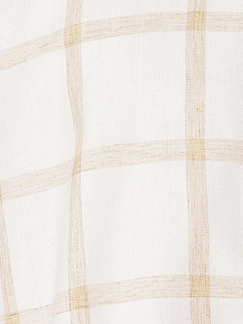 Cream & Beige: Checkered Drop-Shoulder Oversized Casual Shirt