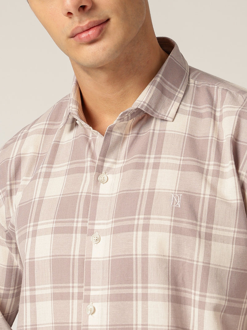 Lavender & Cream: Checkered Drop-Shoulder Oversized Casual Shirt