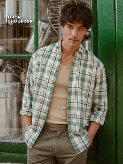 Checkered Drop-Shoulder Shirt