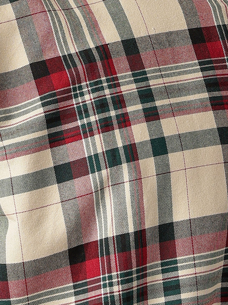 Green & Cream: Checkered Drop-Shoulder Oversized Casual Shirt