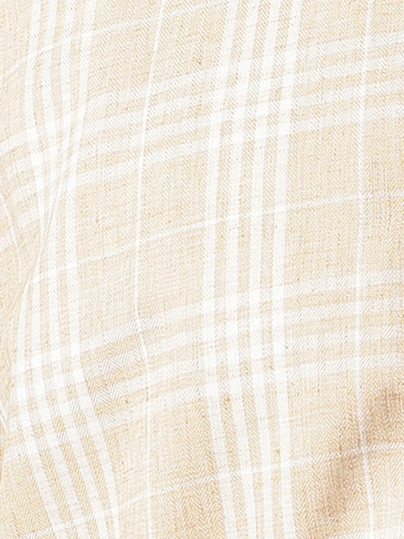 Beige & Cream: Checkered Drop-Shoulder Oversized Casual Shirt