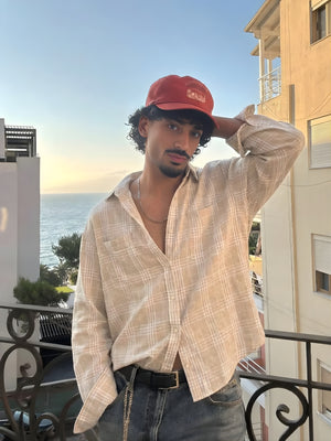 Checkered Drop-Shoulder Casual Shirt