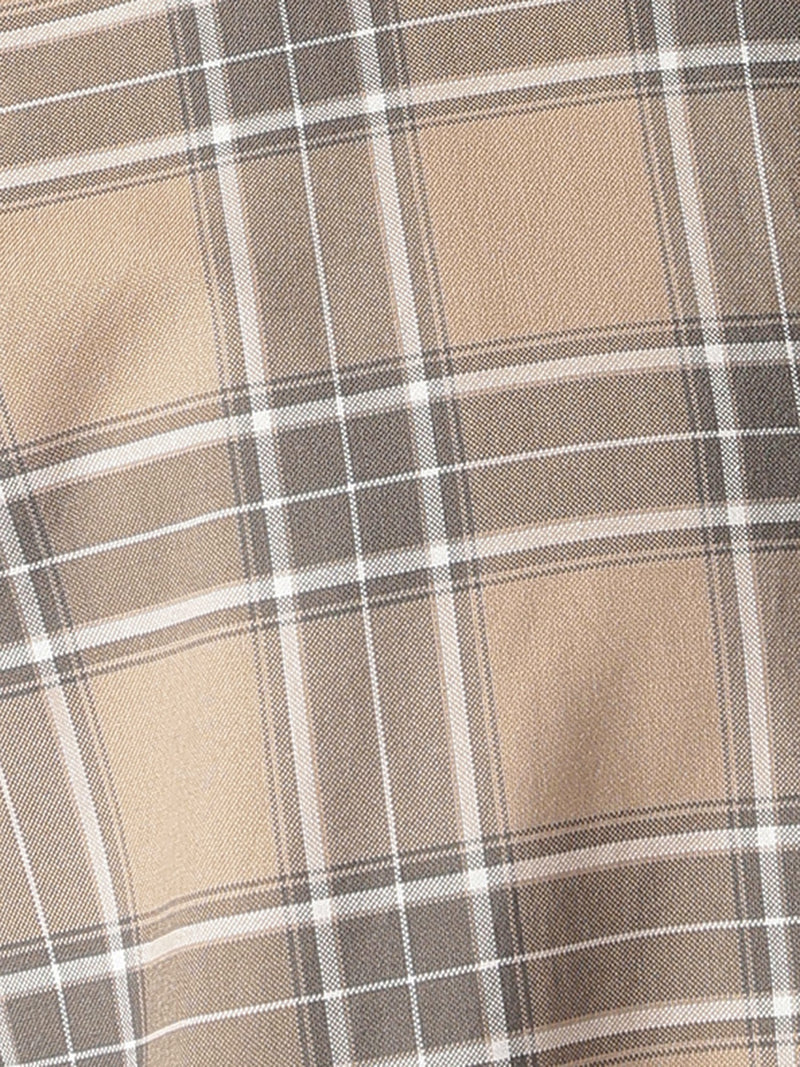 Grey: Checkered Drop-Shoulder Oversized Casual Shirt