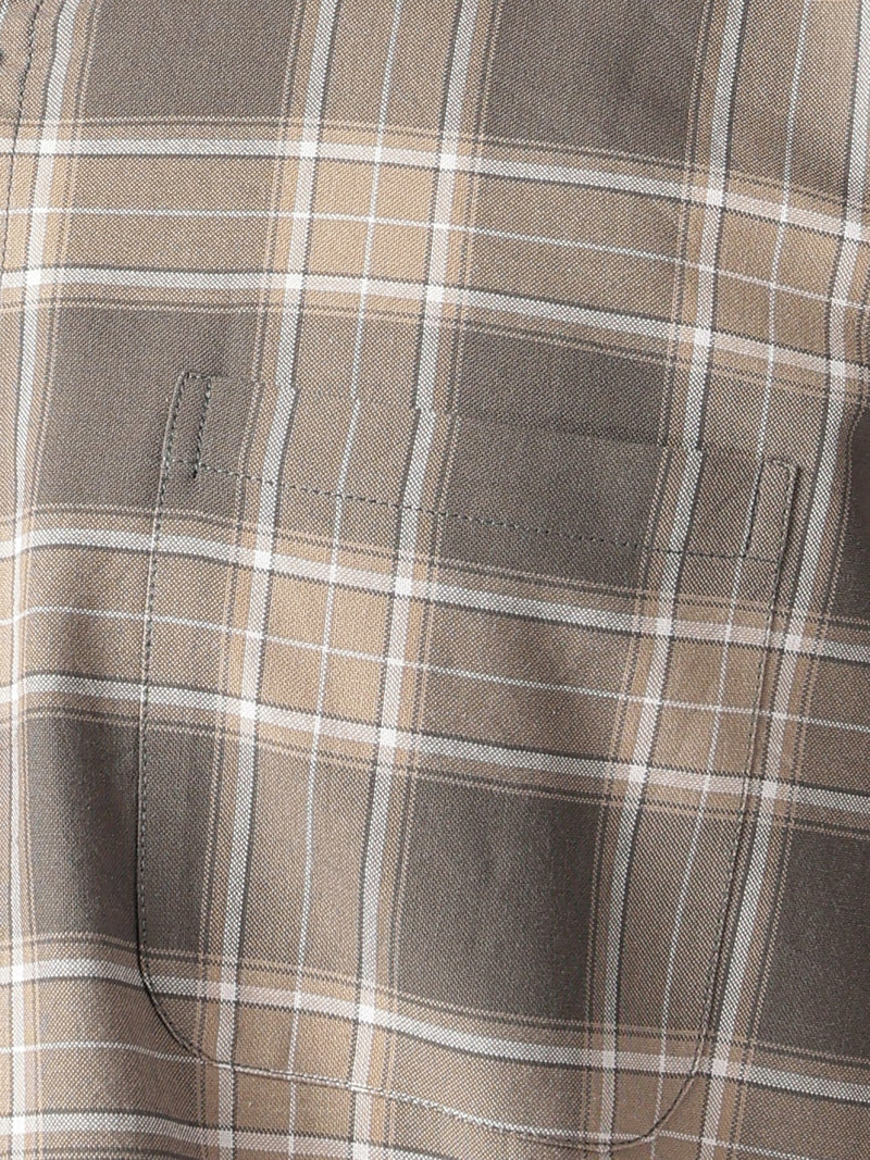 Grey: Checkered Drop-Shoulder Oversized Casual Shirt