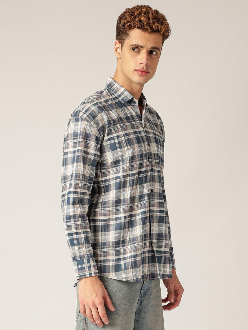 Checkered Drop-Shoulder Shirt