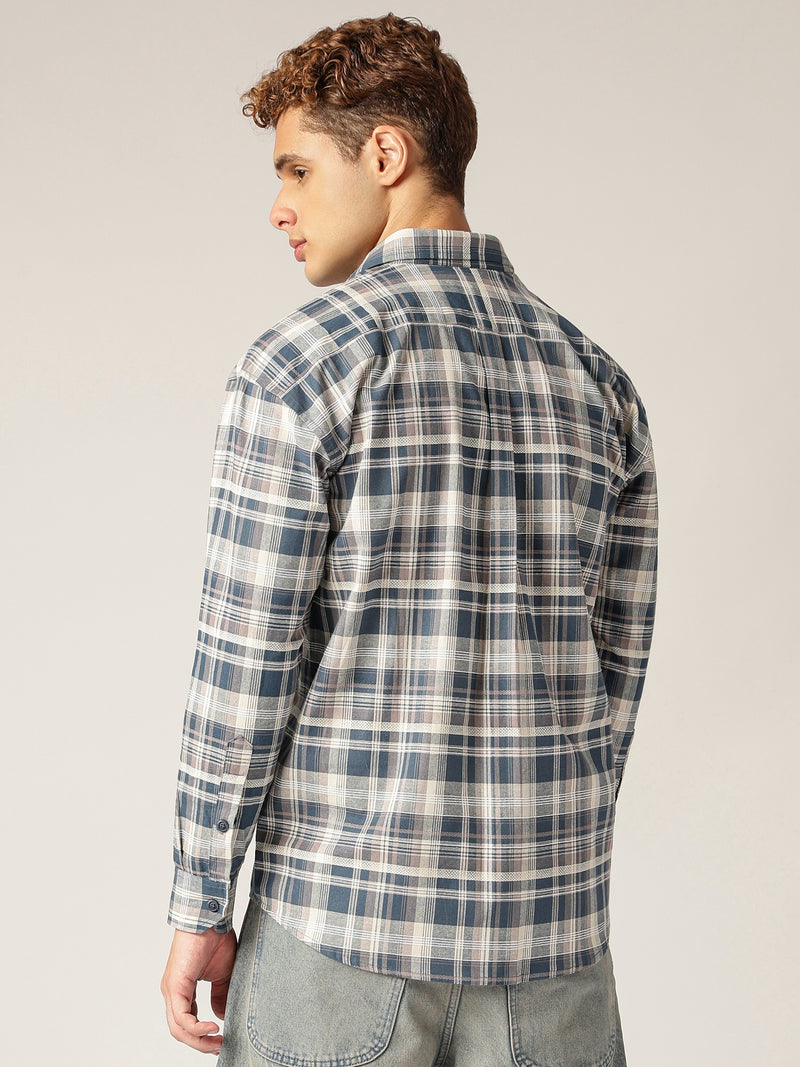 Checkered Drop-Shoulder Shirt
