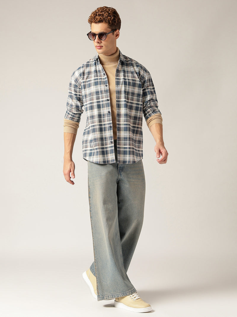 Checkered Drop-Shoulder Shirt
