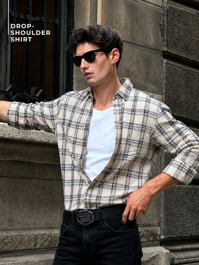 Checkered Drop-Shoulder Shirt