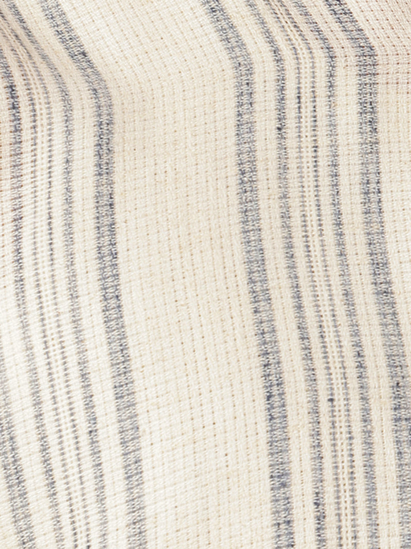 Cream & Blue: Vertical Stripes Drop Shoulder Oversized Casual Shirt