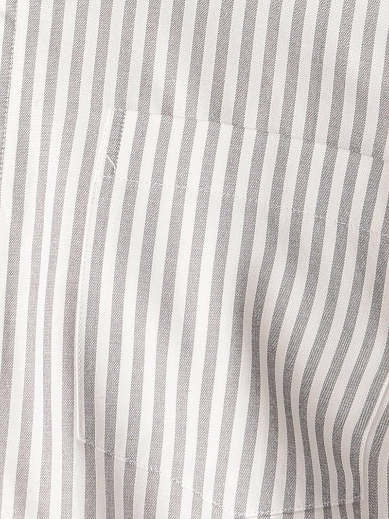 Grey & White: Vertical Stripes Formal Shirt