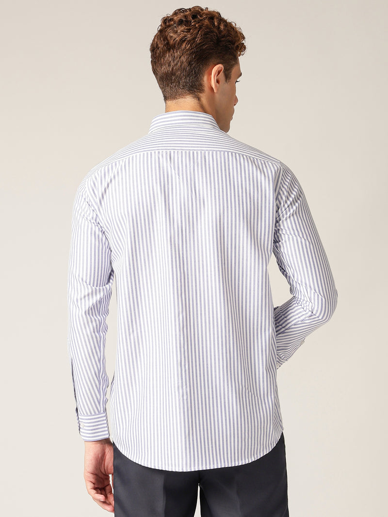 Blue & White: Vertical Stripes Formal Shirt