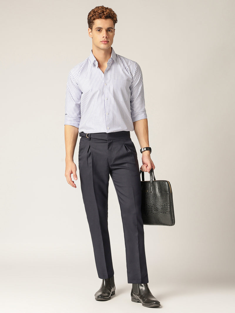 Blue & White: Vertical Stripes Formal Shirt