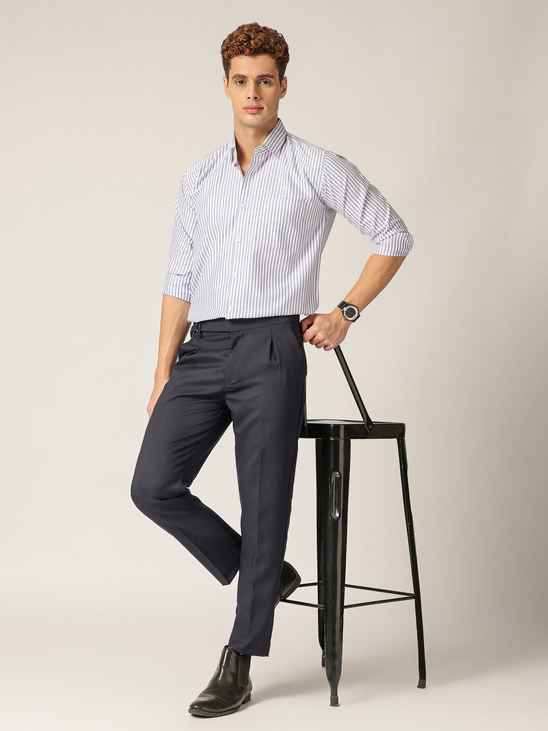 Blue & White: Vertical Stripes Formal Shirt