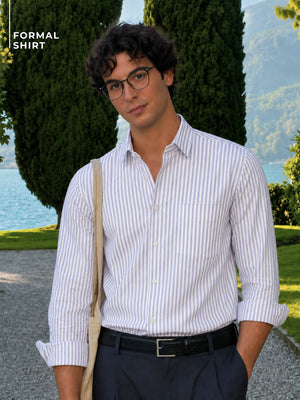 Blue & White: Vertical Stripes Formal Shirt