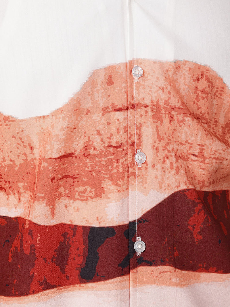 White: Placement Printed Drop Shoulder Oversized Shirt