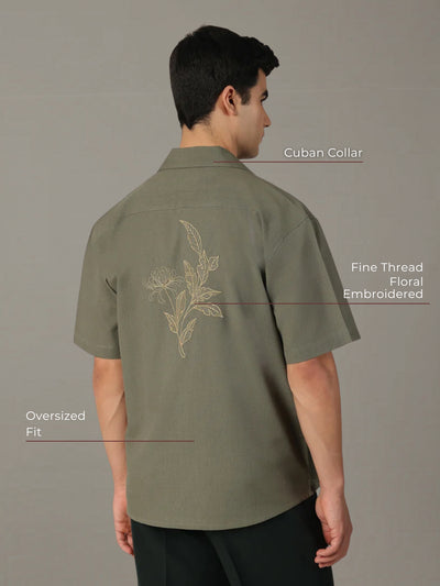 Forest Leaf Embroidered Shirt