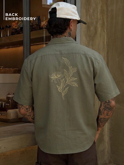 Forest Leaf Embroidered Shirt