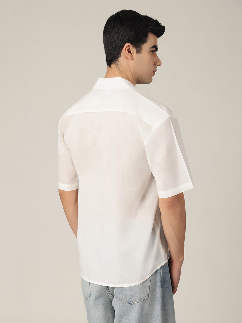 White: Hand Brushpainted Drop-Shoulder Oversized Shirt