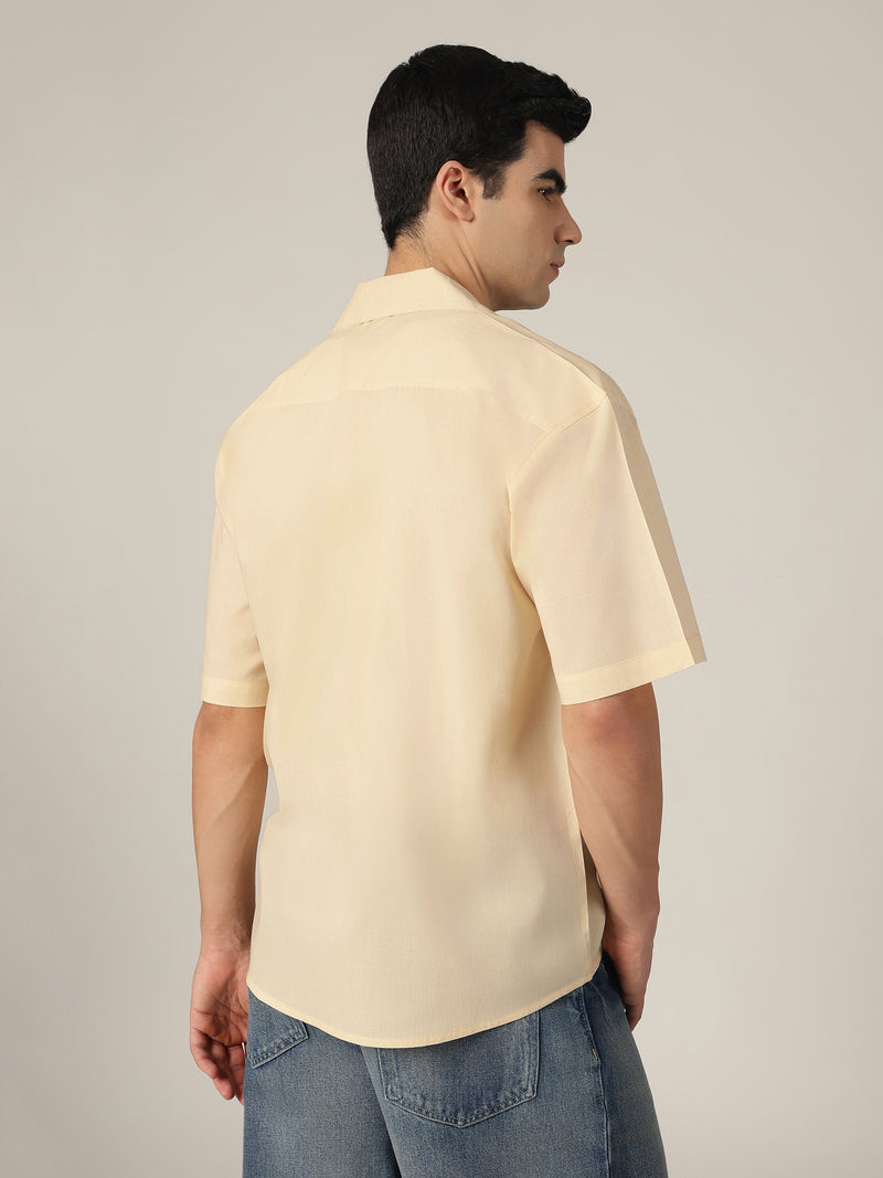 Pastel Yellow: Hand Brushpainted Drop-Shoulder Oversized Shirt