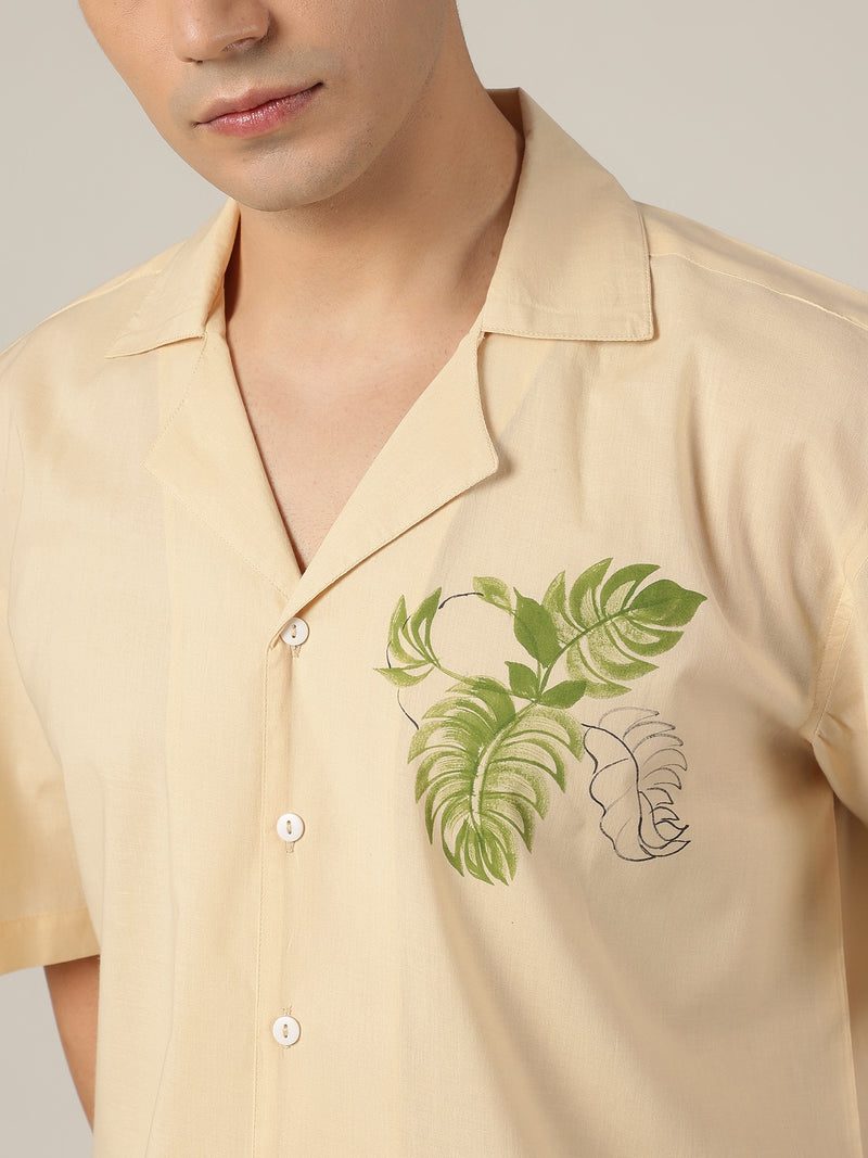 Pastel Yellow: Hand Brushpainted Drop-Shoulder Oversized Shirt