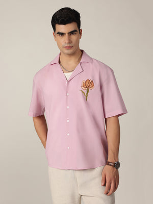 Pastel Pink: Hand Brushpainted Drop-Shoulder Oversized Shirt