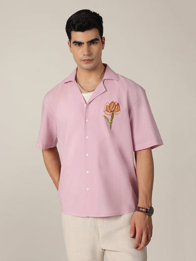 Pastel Pink: Hand Brushpainted Drop-Shoulder Oversized Shirt