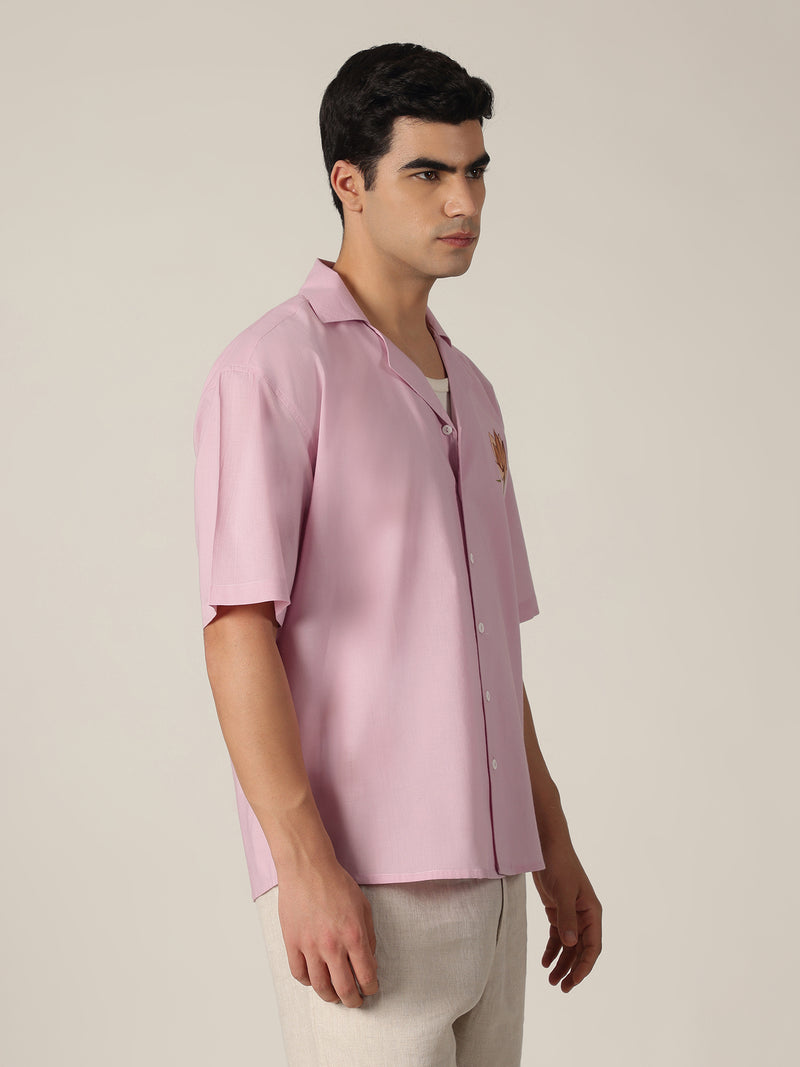 Pastel Pink: Hand Brushpainted Drop-Shoulder Oversized Shirt