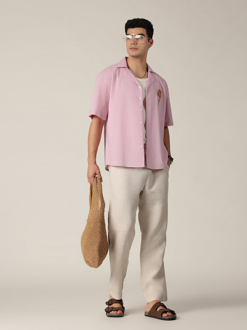 Pastel Pink: Hand Brushpainted Drop-Shoulder Oversized Shirt
