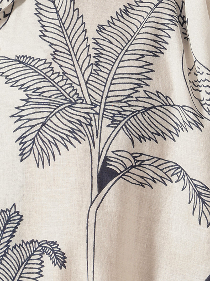 White & Blue: Hand Block Printed Drop Shoulder Oversized Shirt