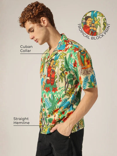 Block Printed Oversized Shirt