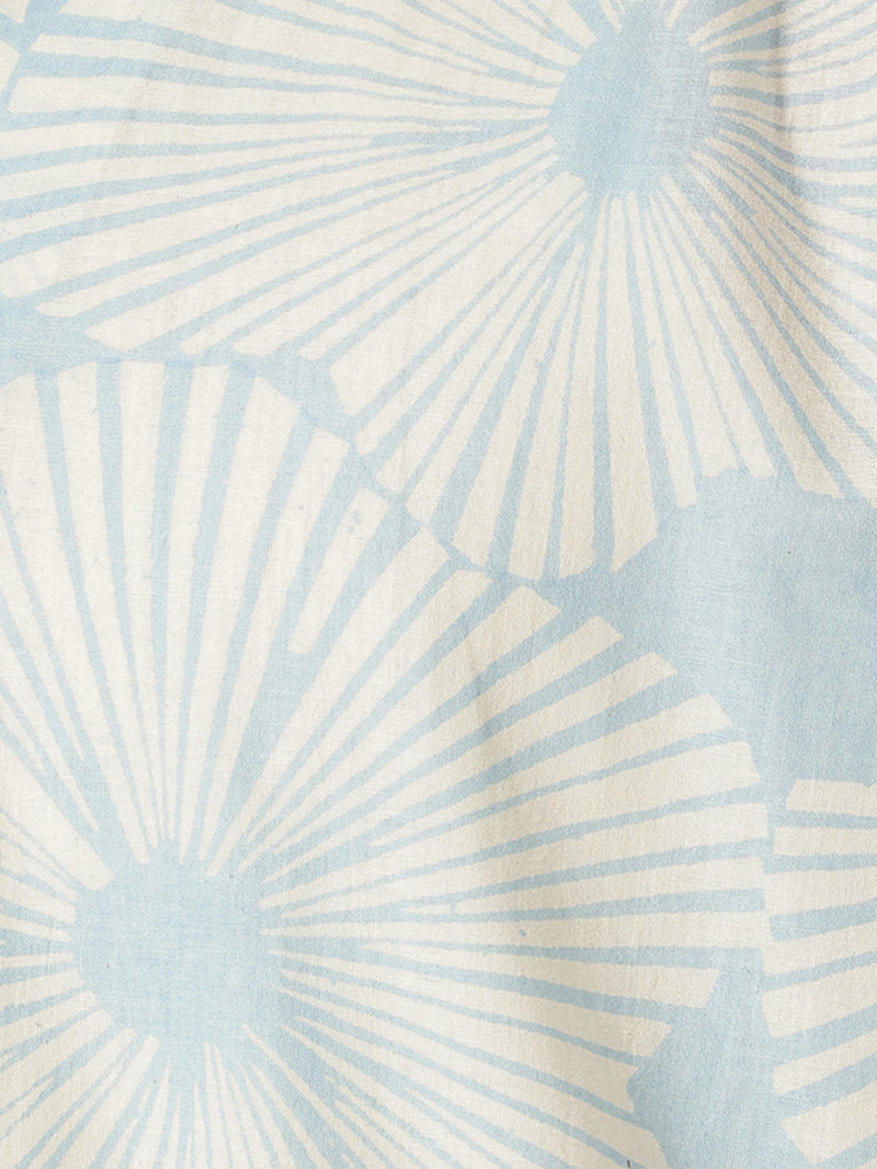 Blue: Block Printed Drop Shoulder Oversized Shirt