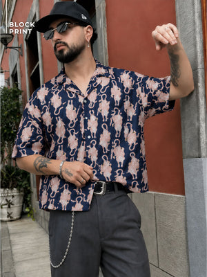 Block Printed Oversized Shirt