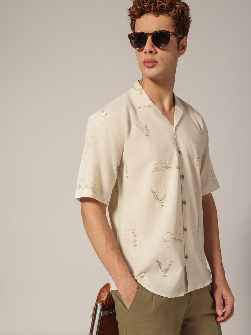 Off White: Embroidered Drop Shoulder Oversized Casual Shirt