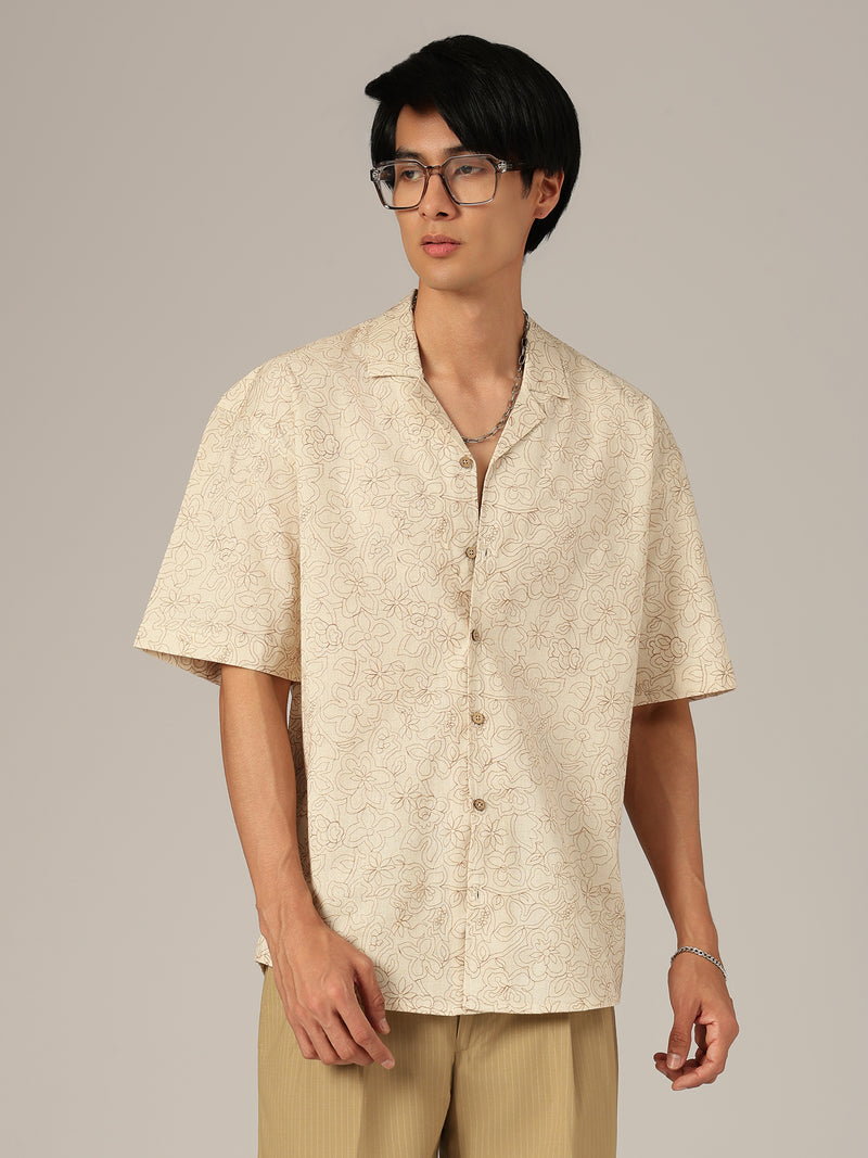 Off White: Embroidered Drop Shoulder Oversized Casual Shirt