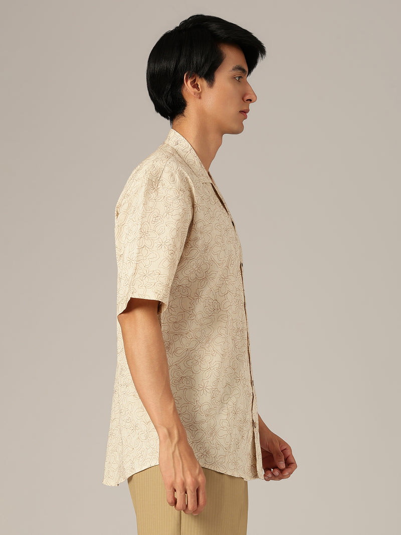 Off White: Embroidered Drop Shoulder Oversized Casual Shirt