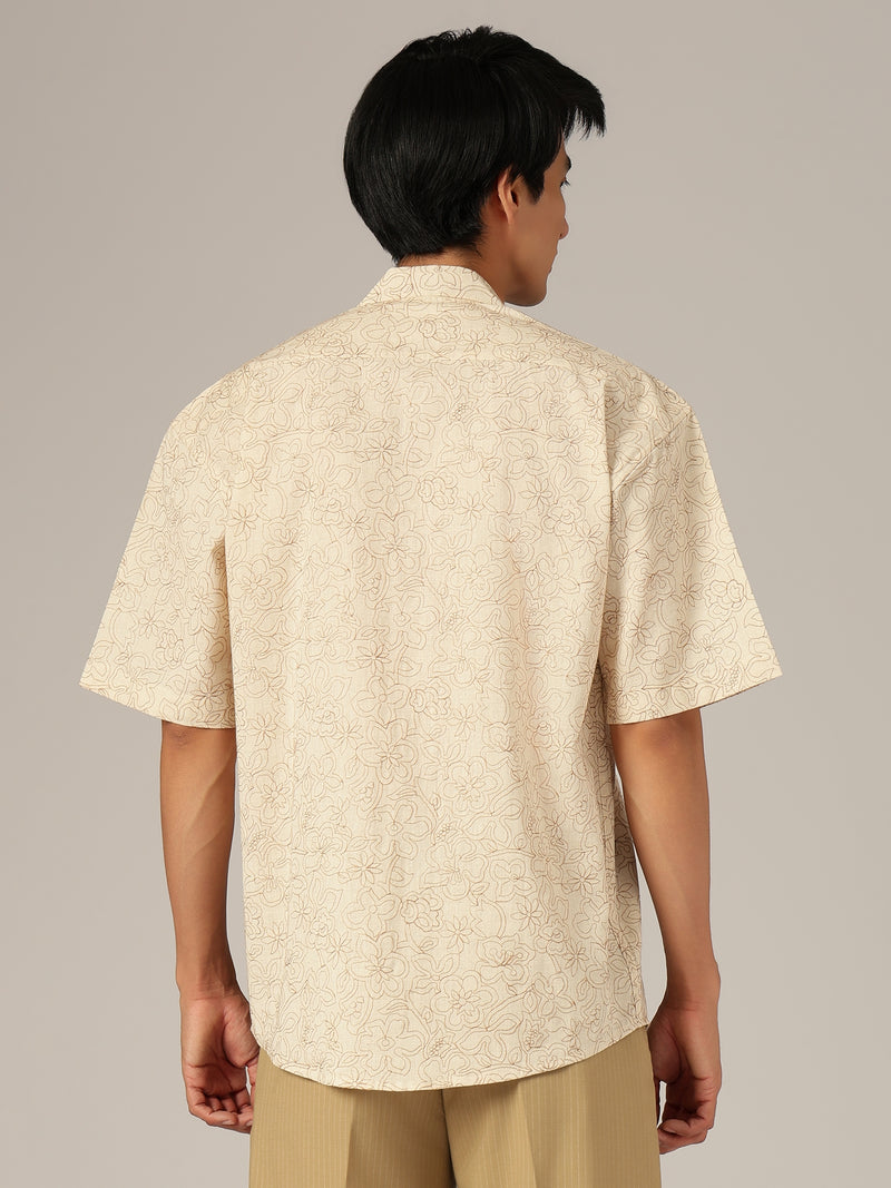 Off White: Embroidered Drop Shoulder Oversized Casual Shirt