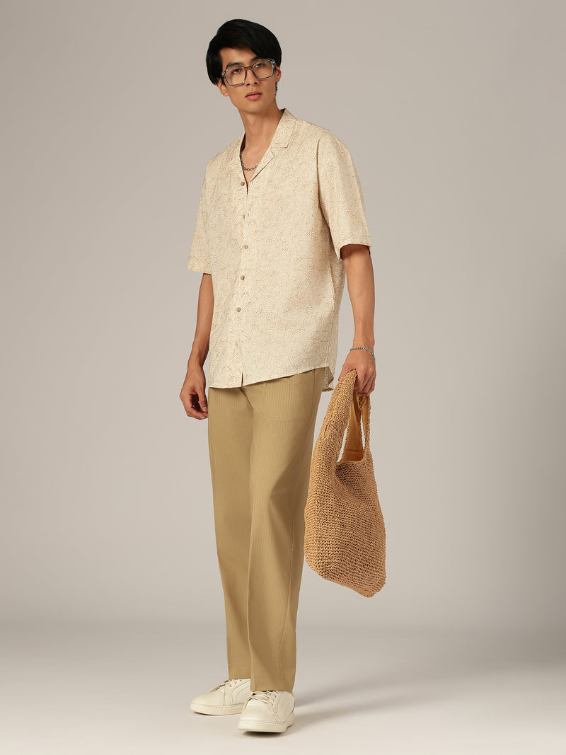 Off White: Embroidered Drop Shoulder Oversized Casual Shirt